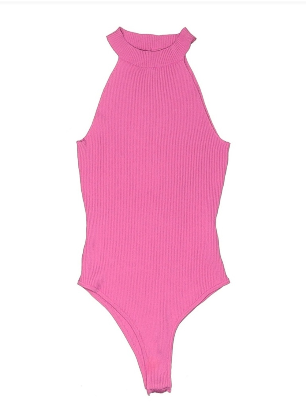 Happily Grey Pink Ribbed Knit Halter Bodysuit - Size Small
